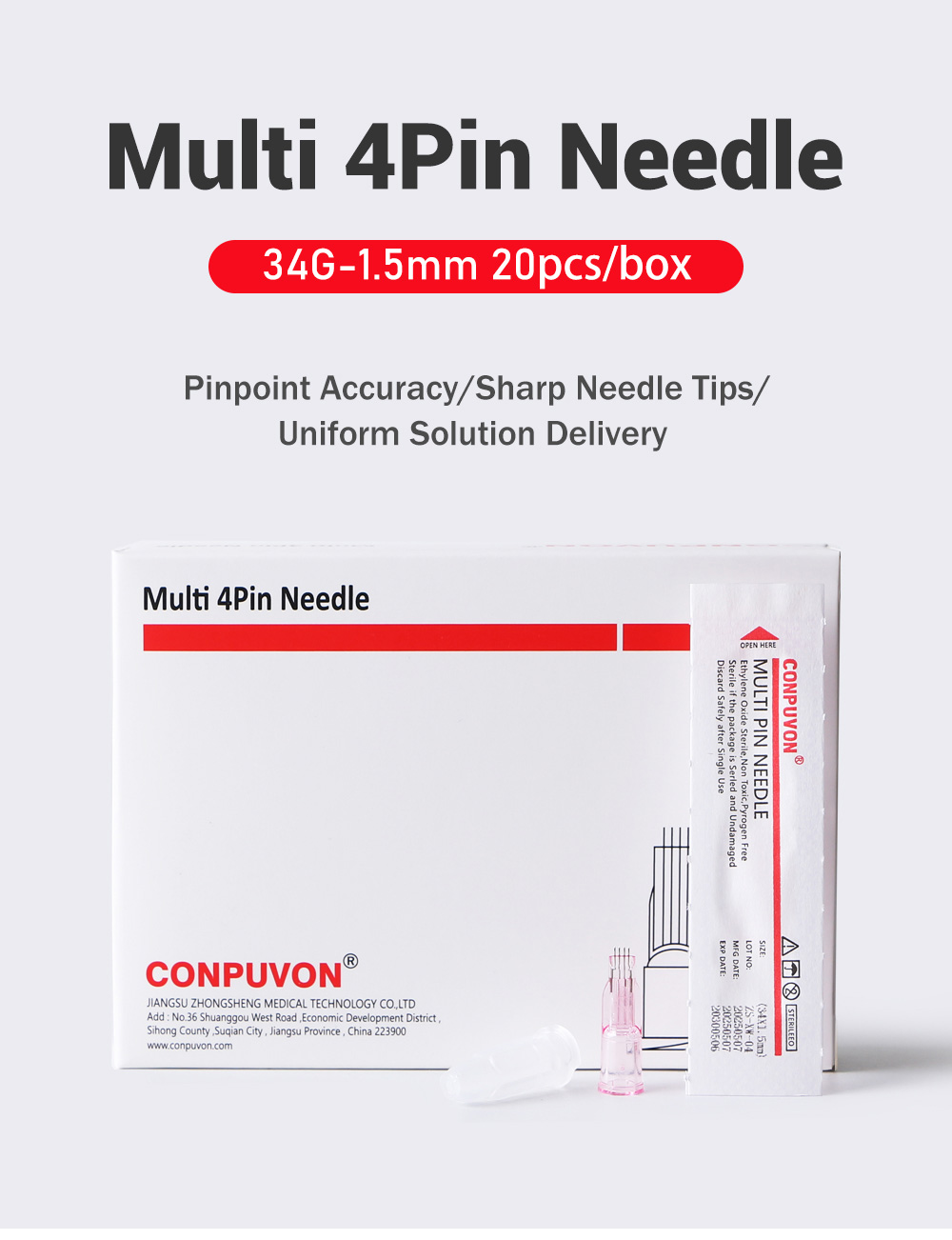 4 Pin 34G 1.2mm Meso Needle for Mesotherapy CONPUVON