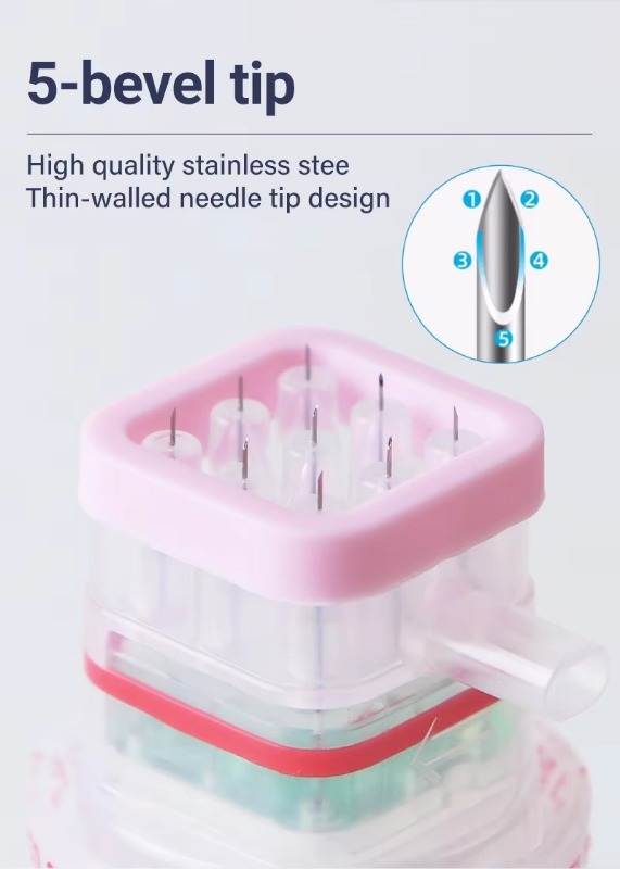 Adjustable 9‑Pin Multi Needle With 5‑bevel Tip & Silicone Pad
